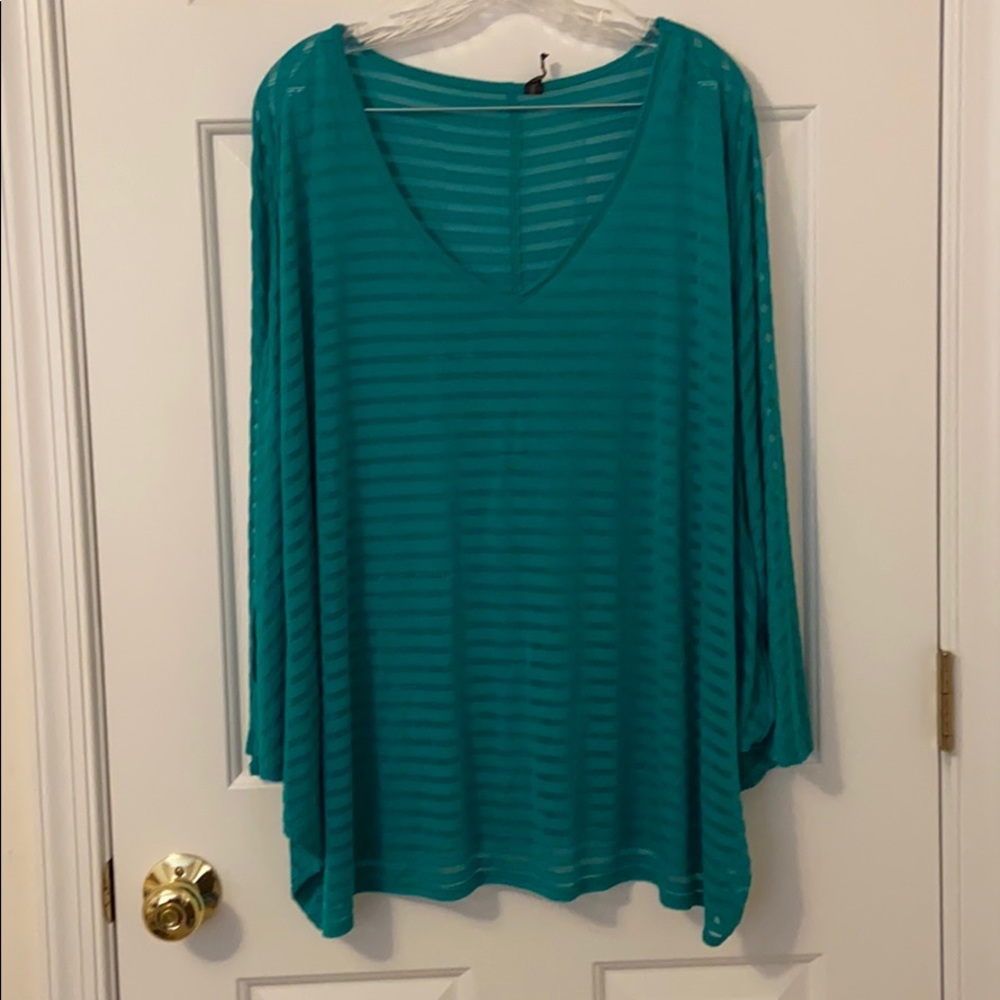 Lane Bryant Sheer Striped Batwing Blouse